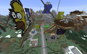 A view of the Chieftopia village. TheChief13's house can be seen on the right.